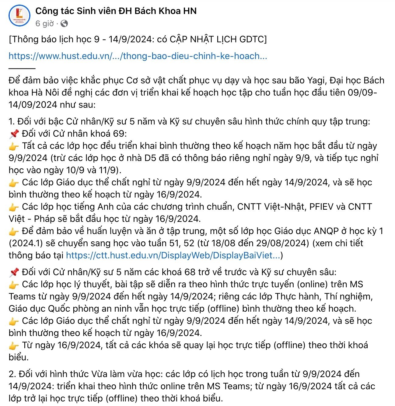 Thêm nhiều trường đại học chuyển sang học online sau bão Yagi- Ảnh 2.