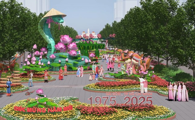 Ngắm linh vật rắn khổng lồ tại đường hoa Nguyễn Huệ Tết 2025- Ảnh 3.