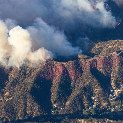 An aerial view of the Palisades fire.