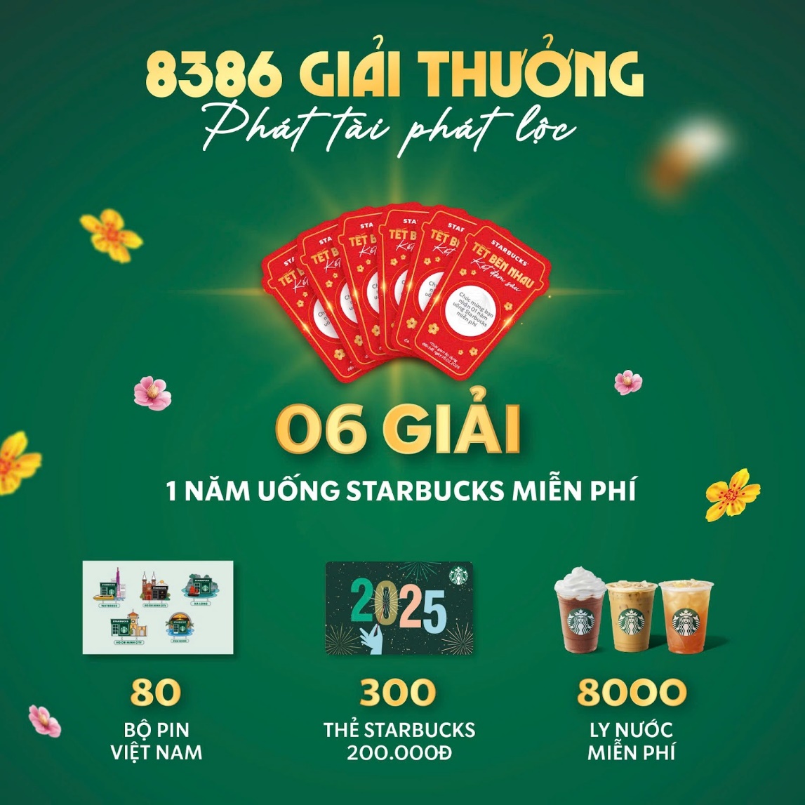 Starbucks tung 8386 phần quà "Phát Tài Phát Lộc" Tết 2025, giới trẻ háo hức thử vận may giành "1 năm uống Starbucks miễn phí"- Ảnh 1.