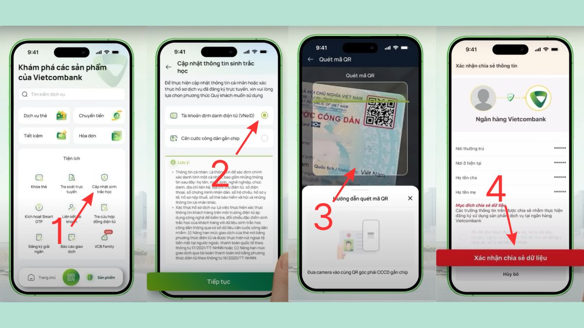Cách xác thực sinh trắc học ngân hàng Vietcombank, Vietinbank, BIDV, VPBank- Ảnh 1.