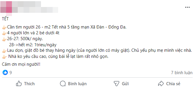 Giúp việc về quê full Tết, hội mẹ bỉm nháo nhào tìm người thay thế, chi gần 10 triệu mà vẫn chưa đâu vào đâu- Ảnh 1.