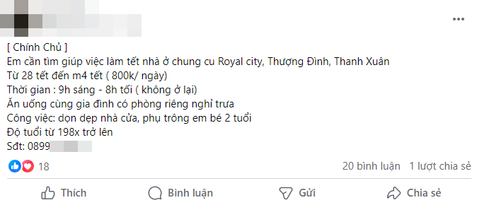 Giúp việc về quê full Tết, hội mẹ bỉm nháo nhào tìm người thay thế, chi gần 10 triệu mà vẫn chưa đâu vào đâu- Ảnh 2.