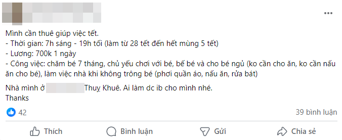 Giúp việc về quê full Tết, hội mẹ bỉm nháo nhào tìm người thay thế, chi gần 10 triệu mà vẫn chưa đâu vào đâu- Ảnh 5.