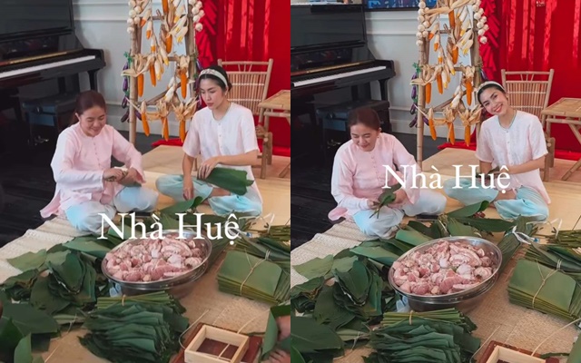 Đặng Thu Thảo - Tăng Thanh Hà rộn ràng ngày cận Tết: Làm dâu nhà tỷ phú vẫn tự tay chuẩn bị mâm cúng, gói bánh chưng trong biệt thự- Ảnh 2.