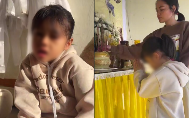 Nghẹn lòng hình ảnh con gái nam shipper đứng trước di ảnh thắp hương cho ba: 