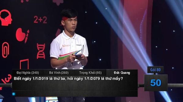 Bài toán tiểu học gây lú: "Biết ngày 1/1/2019 là thứ Ba, hỏi ngày 1/1/2079 là thứ mấy?", thí sinh Olympia trả lời thứ Ba nhưng sai- Ảnh 1.