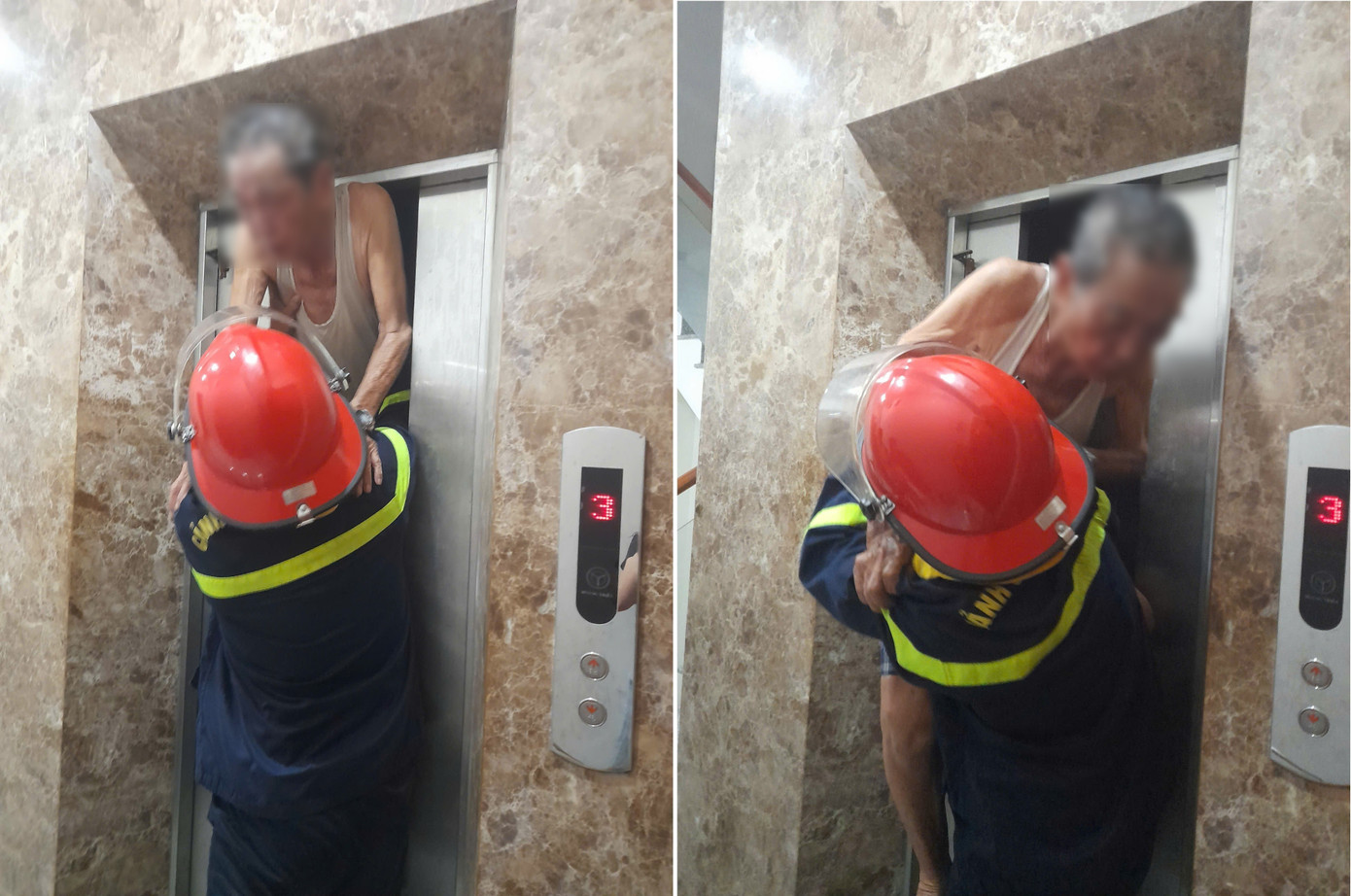 Giải cứu cụ ông mắc kẹt trong thang máy- Ảnh 1.