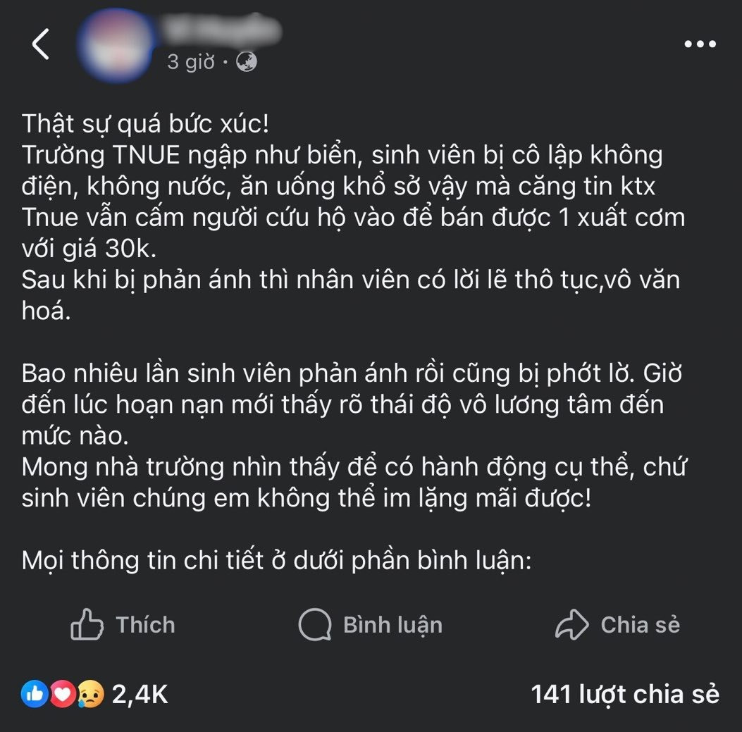 Sinh viên "tố" nhân viên căng tin cấm cản đoàn từ thiện giữa mưa lũ: Nhà trường nói sẽ đối thoại- Ảnh 1.