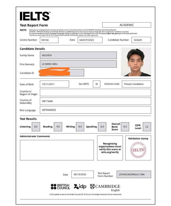 Nam sinh 14 tuổi đạt 8.5 IELTS sau 3 tháng ôn luyện- Ảnh 1.