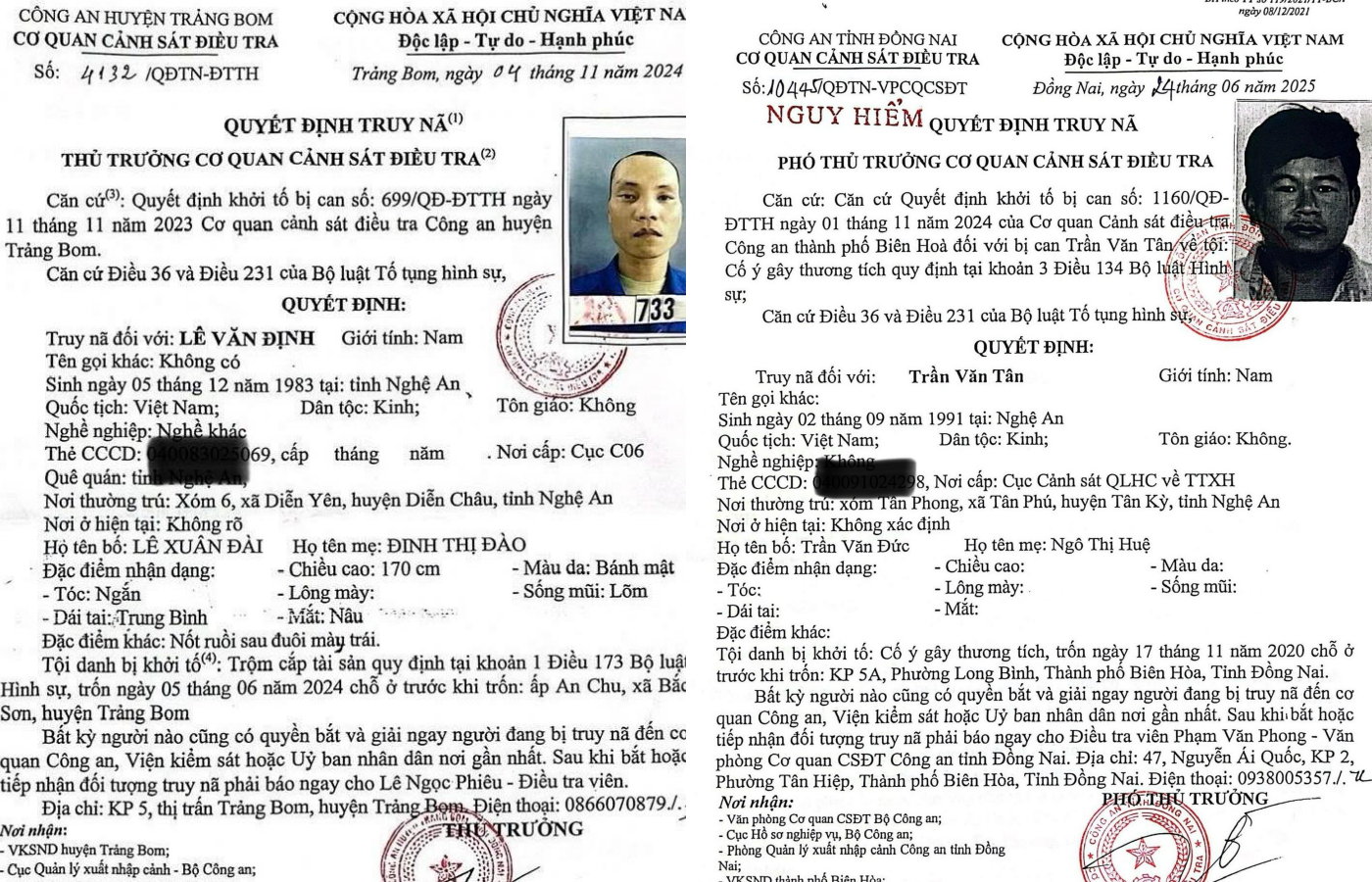 Truy nã Trần Văn Tân và Lê Văn Định- Ảnh 1.