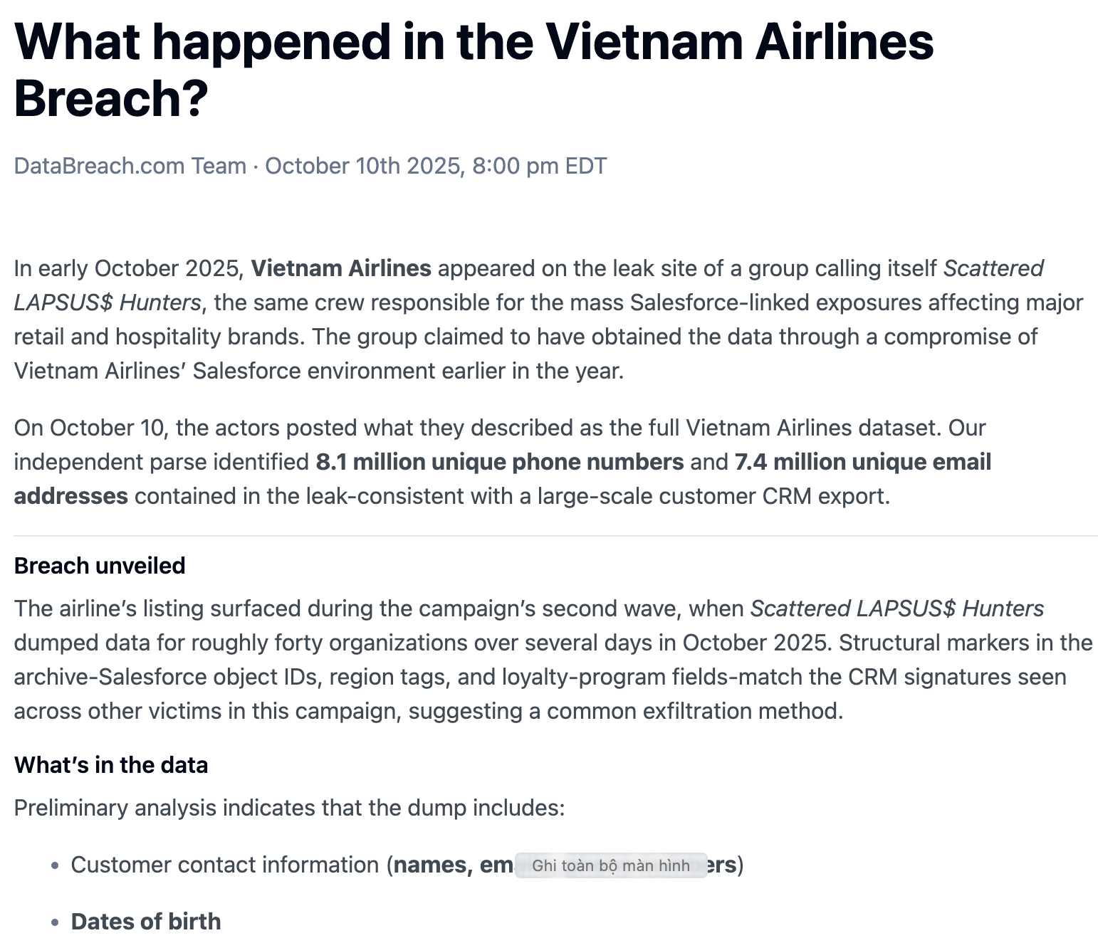 Vietnam Airlines lên tiếng về sự cố lộ dữ liệu, khách hàng cần phải làm gì?- Ảnh 1.
