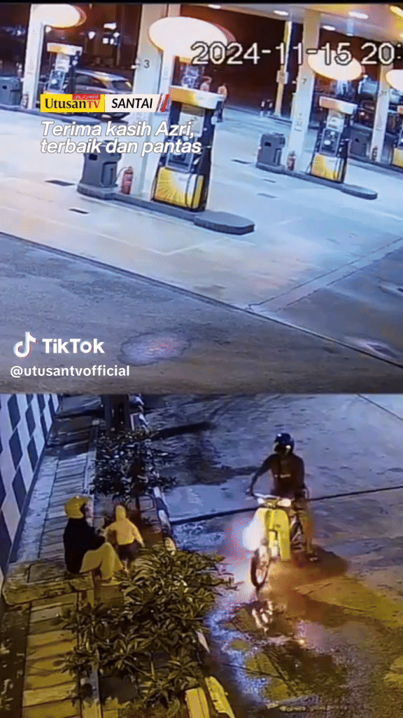 Xe máy bốc cháy khiến gia đình hoảng loạn, nhân viên trạm xăng làm 1 việc, clip viral 90 triệu lượt xem- Ảnh 1.