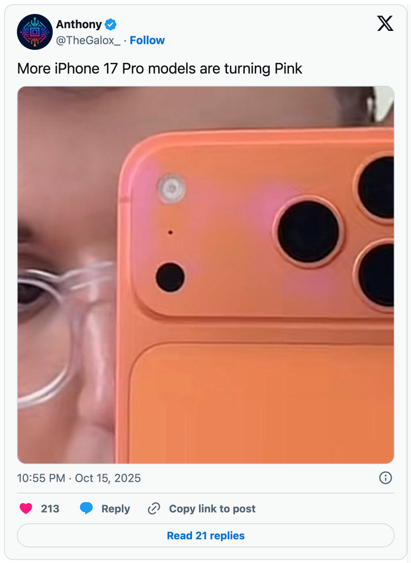 Kỳ lạ chiếc iPhone 17 Pro Max Cam Vũ Trụ bỗng đổi sang màu hồng đỏ- Ảnh 4.