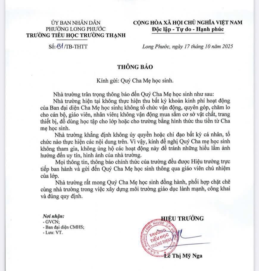 Trường học ở TP HCM ra thông báo "khẩn" sau khi phụ huynh vận động thu sai quy định- Ảnh 1.