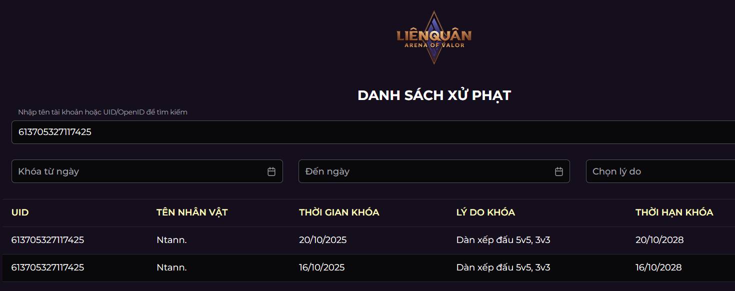 Top 1 Thách Đấu Liên Quân Mobile là 