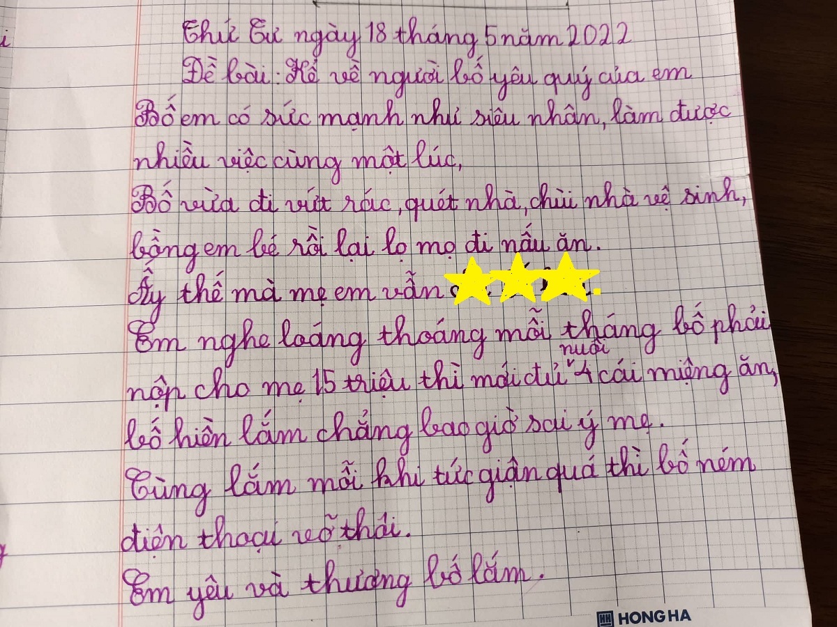 Học sinh tiểu học tả bố "như siêu nhân" nhưng mẹ đọc xong lại ngượng chín mặt, đến đoạn cuối thì ngã ngửa- Ảnh 1. Học sinh tiểu học tả bố "như siêu nhân" nhưng mẹ đọc xong lại ngượng chín mặt, đến đoạn cuối thì ngã ngửa- Ảnh 1.