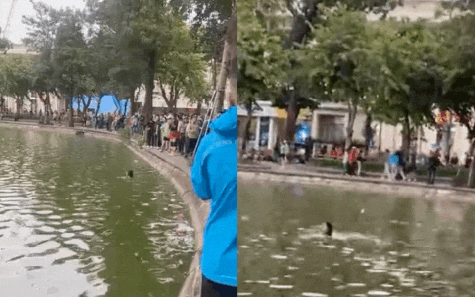 Xôn xao clip cô gái không mặc quần áo, nghi đuối nước ở hồ Hoàn Kiếm- Ảnh 1. Xôn xao clip cô gái không mặc quần áo, nghi đuối nước ở hồ Hoàn Kiếm- Ảnh 1.