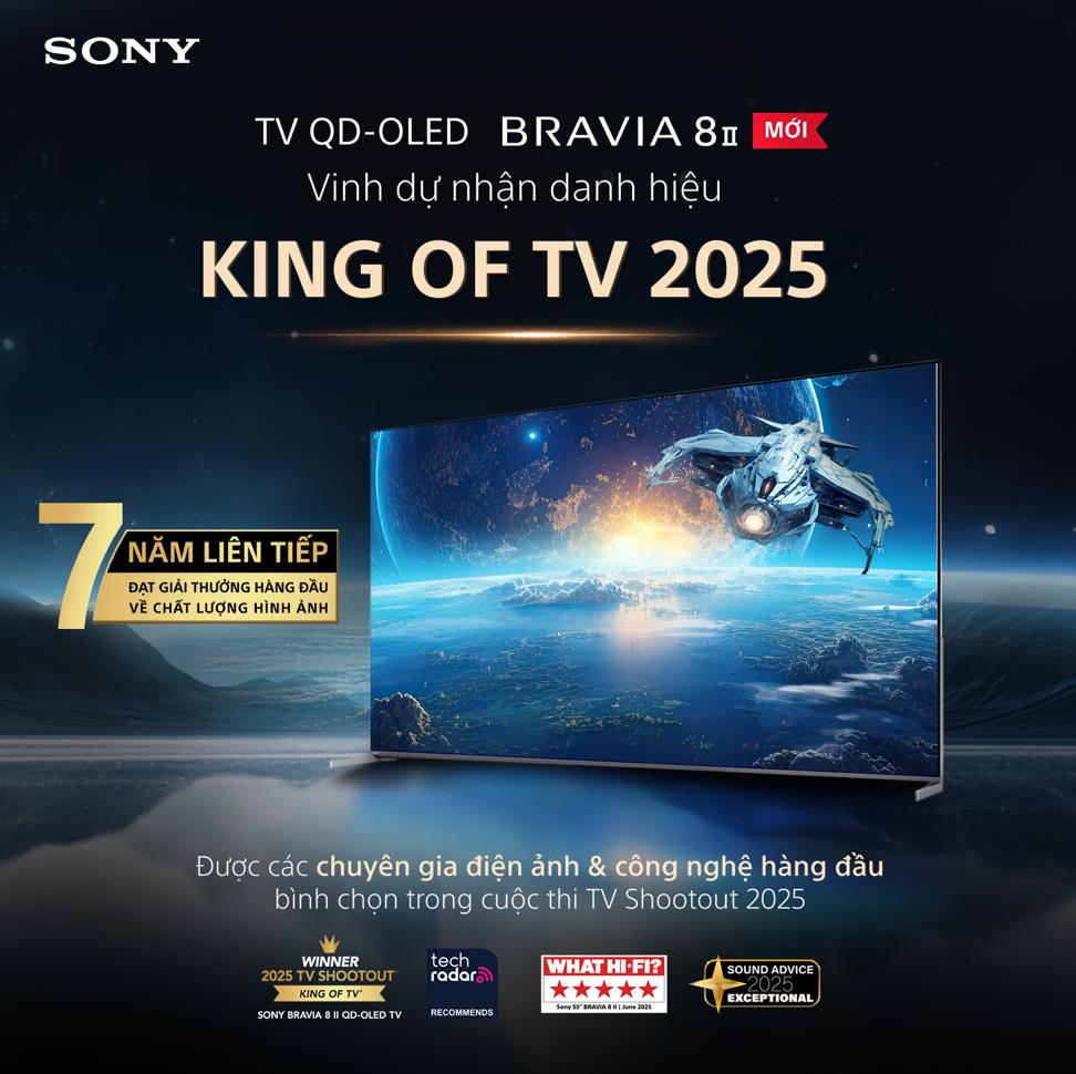 Sony BRAVIA 8 II gây sốt toàn cầu với giải thưởng “King of TV 2025”- Ảnh 1. Sony BRAVIA 8 II gây sốt toàn cầu với giải thưởng “King of TV 2025”- Ảnh 1.