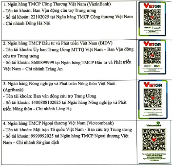 Danh sách tài khoản VietinBank, Vietcombank, BIDV, Agribank tiếp nhận ủng hộ khắc phục thiệt hại bão Bualoi, dành cho người đồng ý/không đồng ý sao kê công khai- Ảnh 2.
