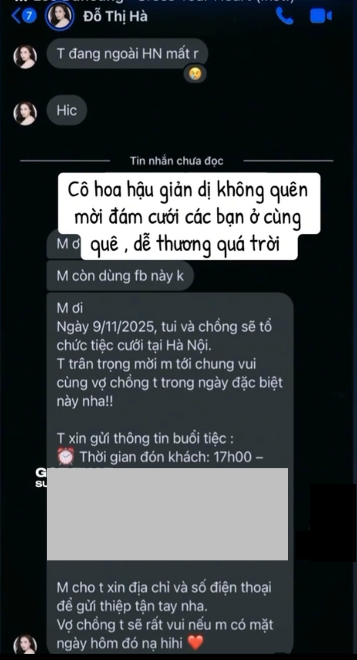 Con người thật của Đỗ Hà - vợ TGĐ Sơn Hải hé lộ qua tin nhắn mời bạn cấp 3 đi đám dự cưới- Ảnh 2. Con người thật của Đỗ Hà - vợ TGĐ Sơn Hải hé lộ qua tin nhắn mời bạn cấp 3 đi đám dự cưới- Ảnh 2.