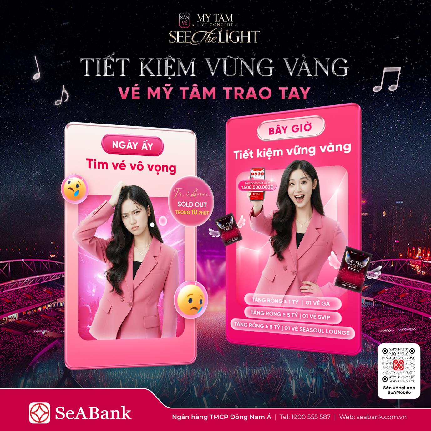 8 cơ hội - 10.000 tấm vé: Hành trình âm nhạc không thể bỏ lỡ cùng SeABank và Mỹ Tâm- Ảnh 2. 8 cơ hội - 10.000 tấm vé: Hành trình âm nhạc không thể bỏ lỡ cùng SeABank và Mỹ Tâm- Ảnh 2.