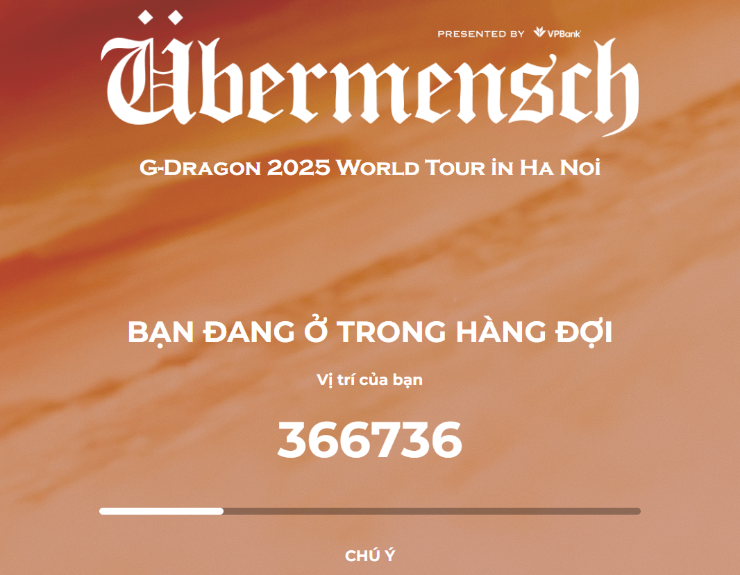 Cả cõi mạng áp lực vì săn vé concert G-DRAGON tại Hà Nội: Hơn 360 nghìn người xếp hàng chỉ sau 1 phút, vé VVIP sold-out nhanh như gió!- Ảnh 2.