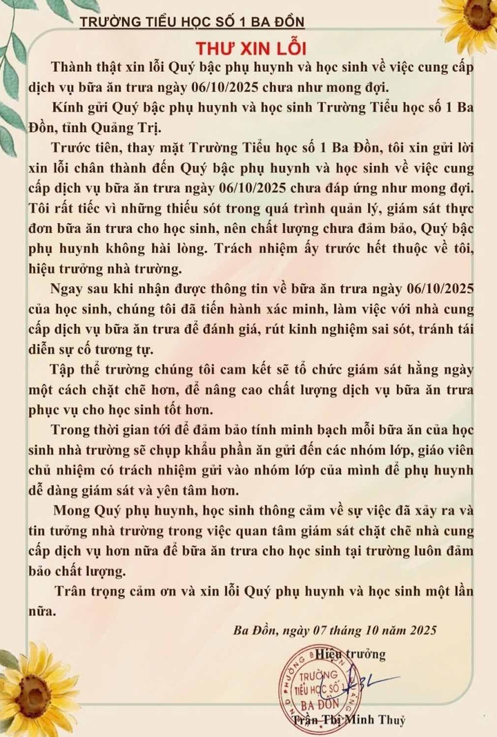 Suất cơm bán trú 25.000 đồng "dậy sóng" mạng xã hội: Hiệu trưởng xin lỗi- Ảnh 1.