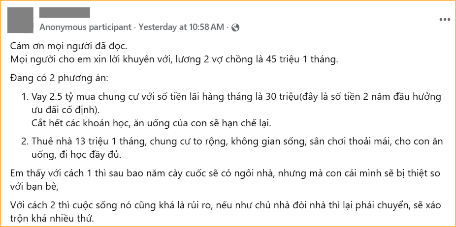 Bố mẹ thu nhập 40-45 triệu/tháng, cố mua nhà Hà Nội thì con phải bớt ăn bớt học: Khó nghĩ vô cùng!- Ảnh 1.