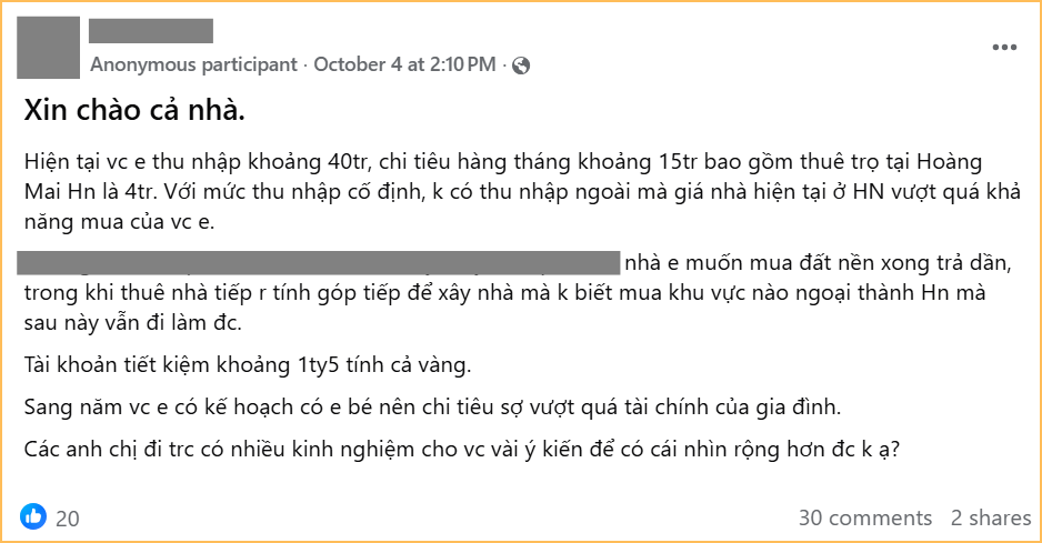 Bố mẹ thu nhập 40-45 triệu/tháng, cố mua nhà Hà Nội thì con phải bớt ăn bớt học: Khó nghĩ vô cùng!- Ảnh 2.