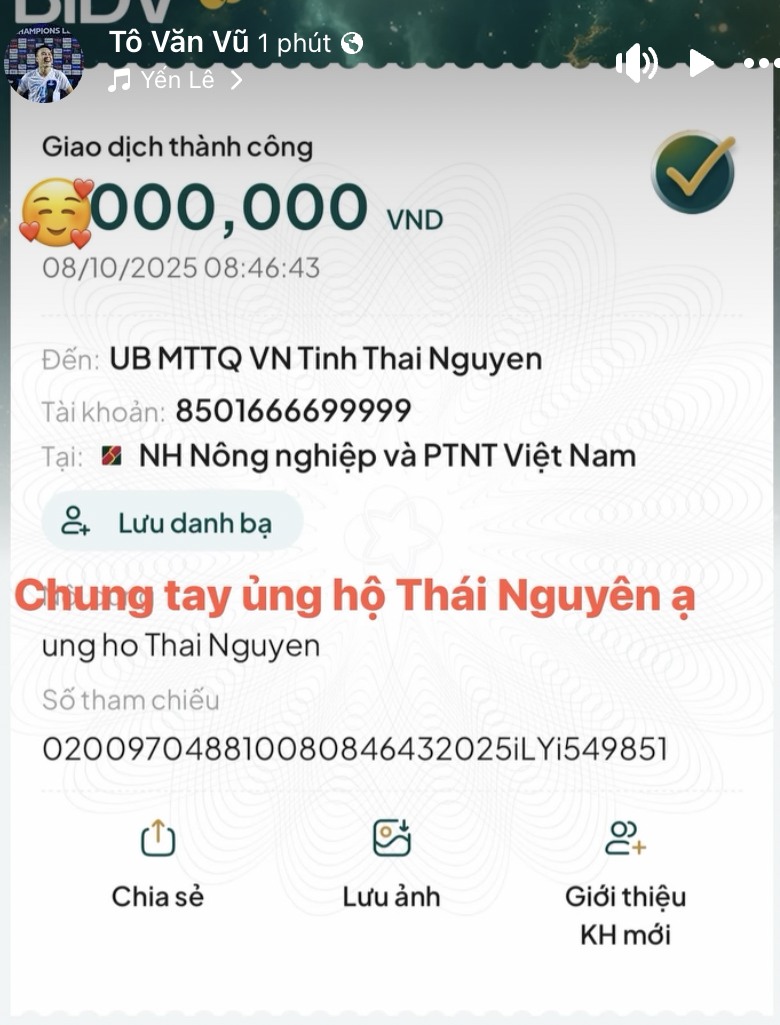 Cầu thủ ĐT Việt Nam Tô Văn Vũ cùng đồng bào cả nước chung tay hướng về Thái Nguyên- Ảnh 2.