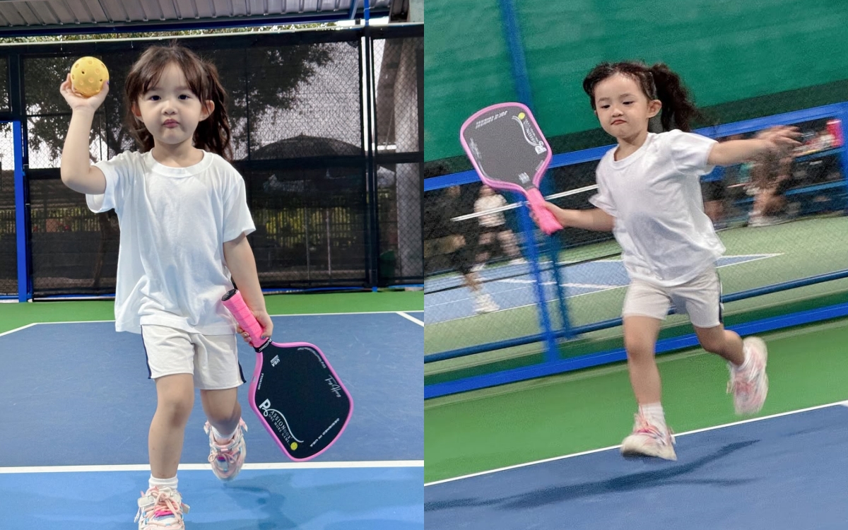 Con gái Đông Nhi mang vợt tiền triệu, ra dáng "vợt thủ" trên sân pickleball- Ảnh 3.
