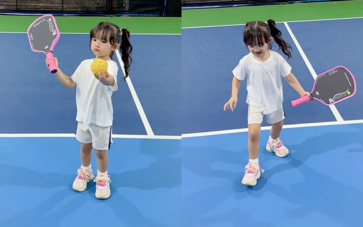 Con gái Đông Nhi mang vợt tiền triệu, ra dáng "vợt thủ" trên sân pickleball- Ảnh 4.