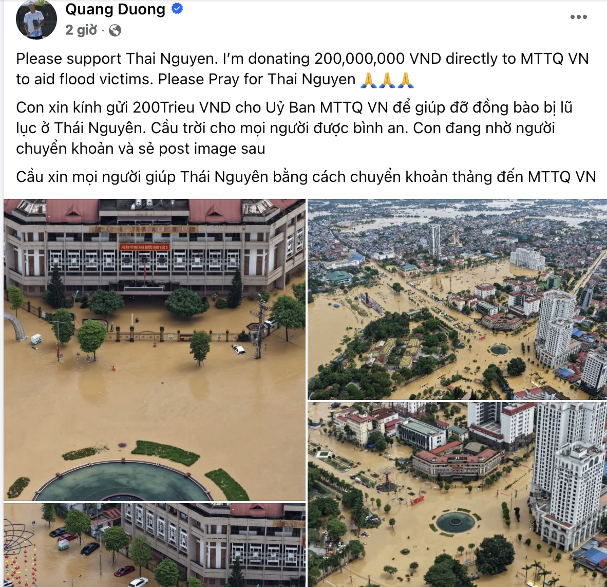 Quang Dương pickleball ủng hộ 200 triệu, Đỗ Duy Mạnh c&ugrave;ng d&agrave;n sao thể thao chia sẻ với b&agrave; con v&ugrave;ng lũ Th&aacute;i Nguy&ecirc;n- Ảnh 1.