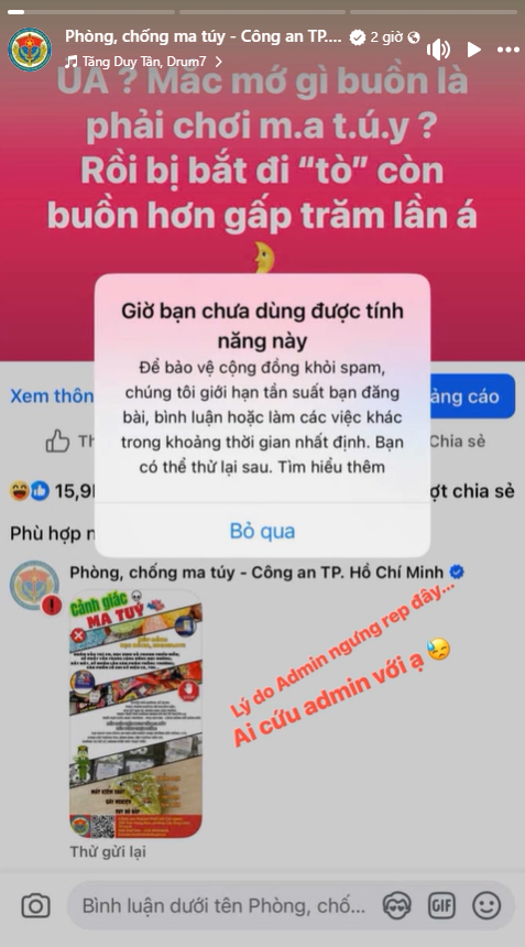Admin fanpage Phòng, chống ma túy - Công an TP. Hồ Chí Minh là ai mà 