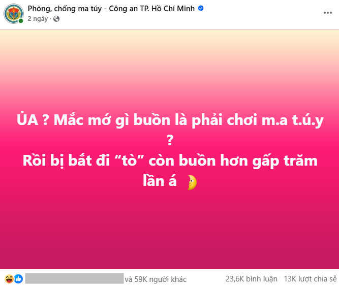 Admin fanpage Phòng, chống ma túy - Công an TP. Hồ Chí Minh là ai mà 