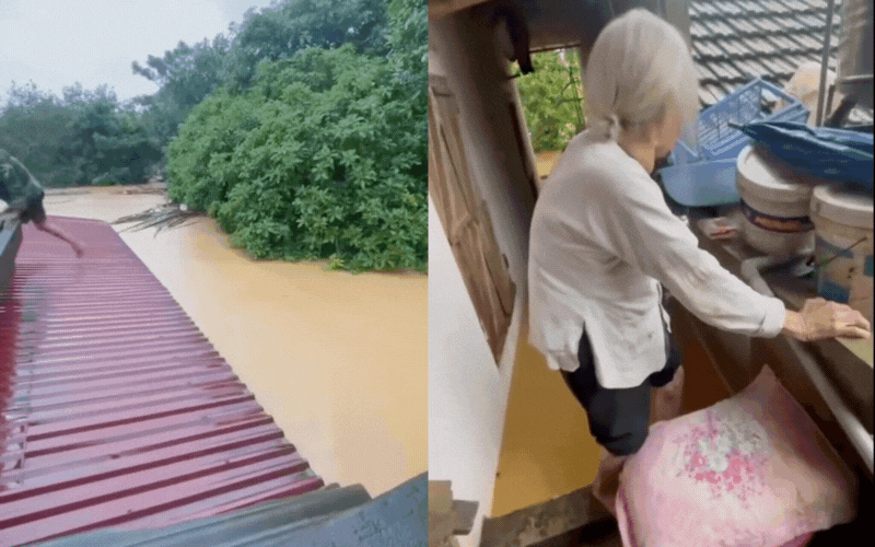 Khoảnh khắc bà cụ 91 tuổi ngồi ôm bát hương trong căn nhà ngập quá tầng 1 ở Thái Nguyên khiến nhiều người xót xa- Ảnh 3.