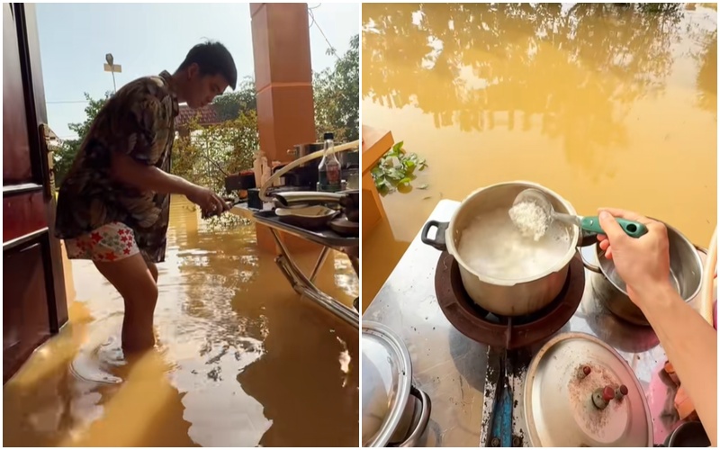 Chồng Bắc Ninh lội nước lũ lịch sử nấu "cơm cữ của Hoàng hậu" hút triệu view- Ảnh 2.