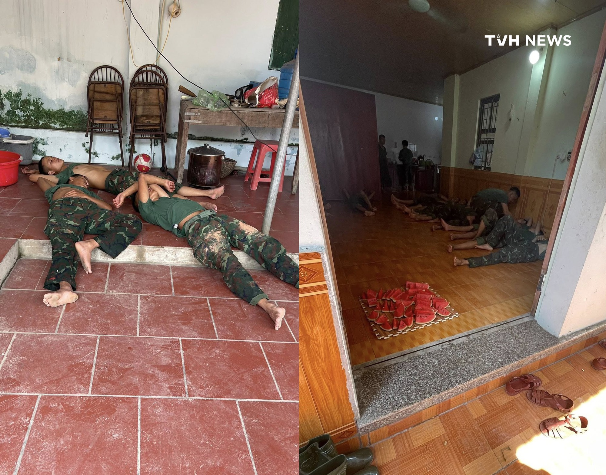 Khi người lính ngủ say bên mẹt dưa hấu của bà con vùng ngập: Thương lắm!- Ảnh 2.