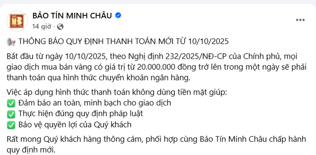 Từ ngày mai, người mua vàng lưu ý: Một chính sách mới về giao dịch vàng nhẫn, vàng miếng chính thức có hiệu lực- Ảnh 1.