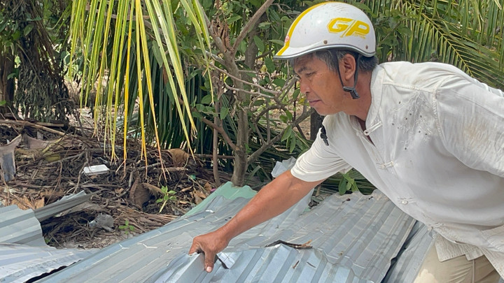 Chủ nhân 'cây dừa bị tôn bay chém đứt thân' trong bão số 13 nói gì?- Ảnh 2.