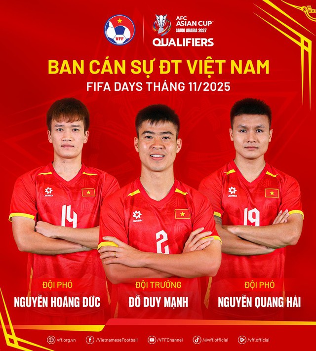 Lộ diện ban cán sự đội tuyển Việt Nam: Duy Mạnh, Quang Hải và một hotboy- Ảnh 1.