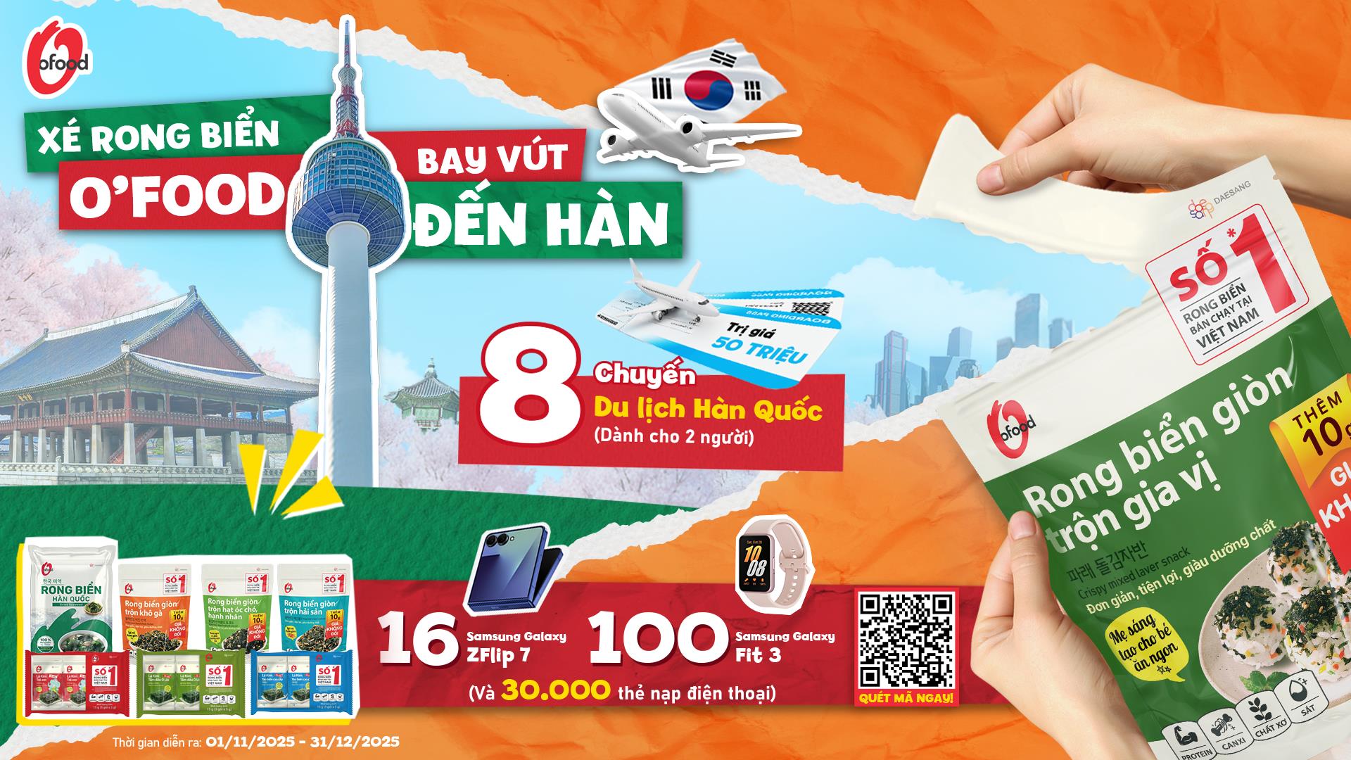 Tin được không: Ăn rong biển O'food trúng vé đi Hàn!- Ảnh 1. Tin được không: Ăn rong biển O'food trúng vé đi Hàn!- Ảnh 1.