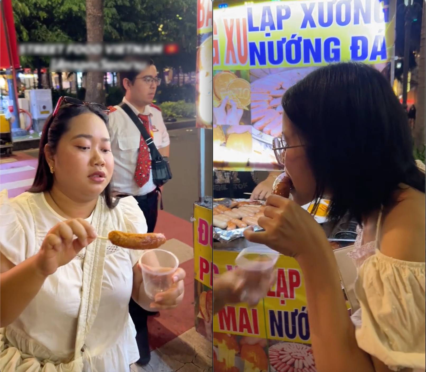 Ăn lạp xưởng nướng đá ở Việt Nam, du khách Thái Ăn lạp xưởng nướng đá ở Việt Nam, du khách Thái