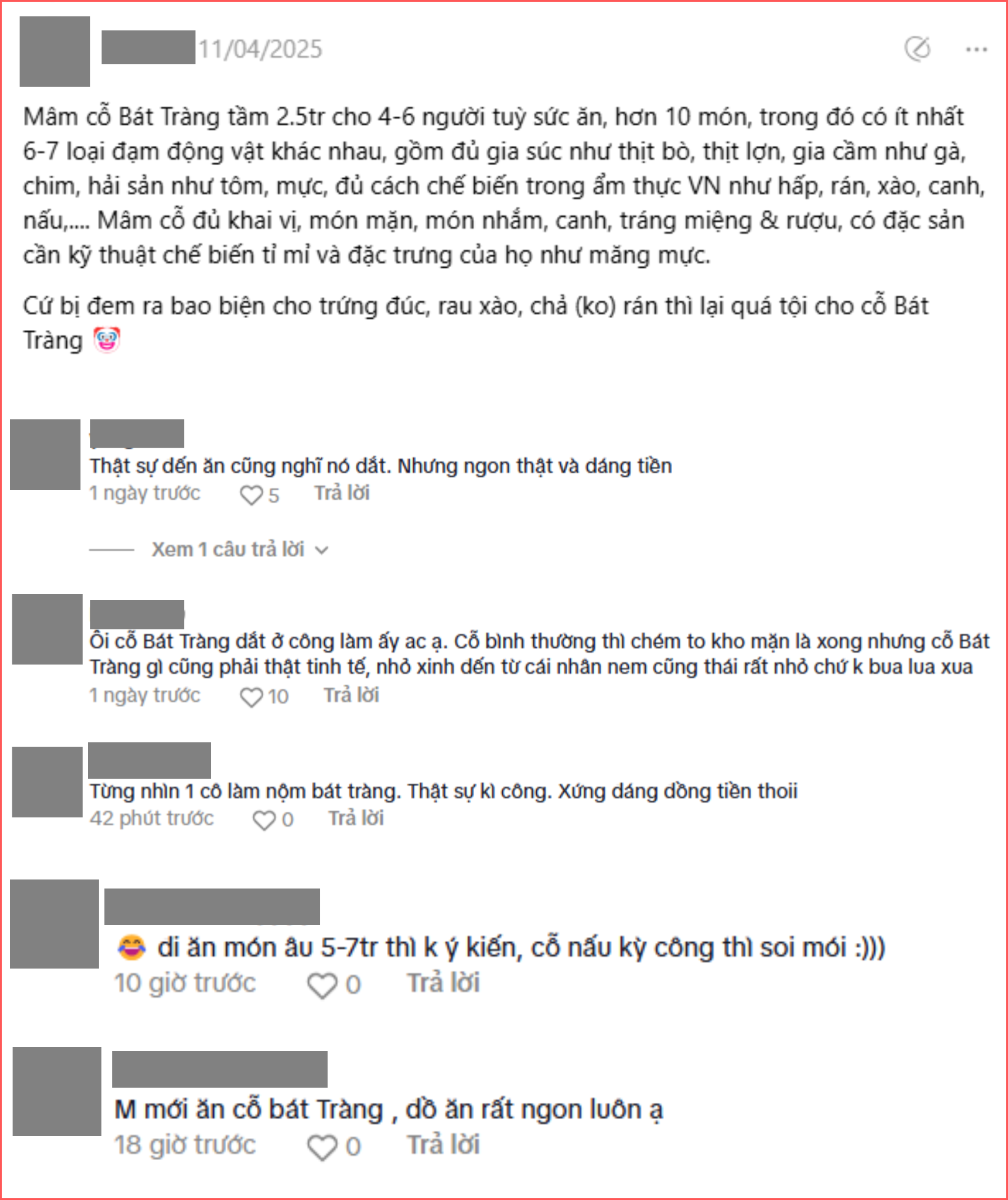 Tranh cãi cỗ Bát Tràng 2,7 triệu/mâm 6 người bị chê đắt: Người từng ăn nói gì?- Ảnh 4. Tranh cãi cỗ Bát Tràng 2,7 triệu/mâm 6 người bị chê đắt: Người từng ăn nói gì?- Ảnh 4.