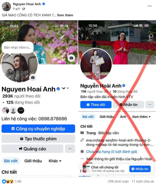 Facebook mạo danh BTV Hoài Anh Facebook mạo danh BTV Hoài Anh