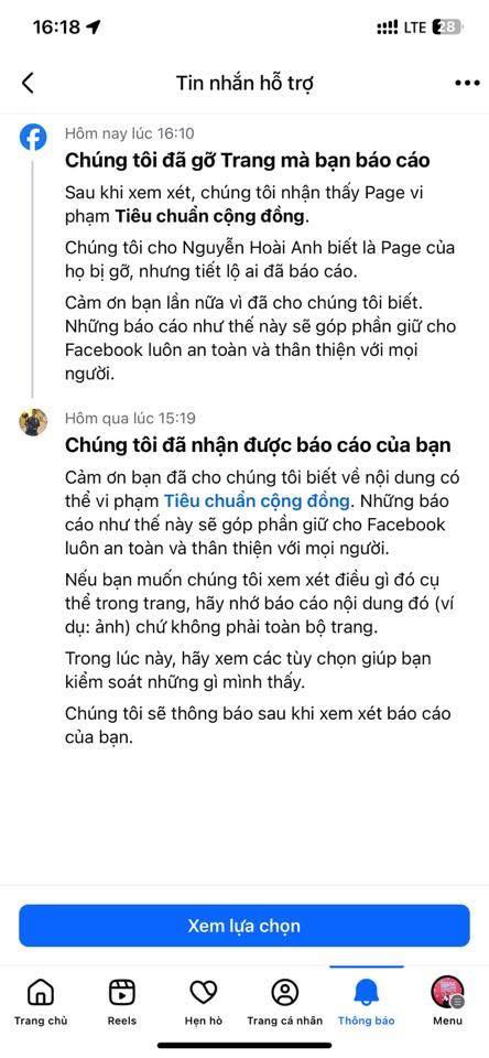 Facebook mạo danh BTV Hoài Anh Facebook mạo danh BTV Hoài Anh
