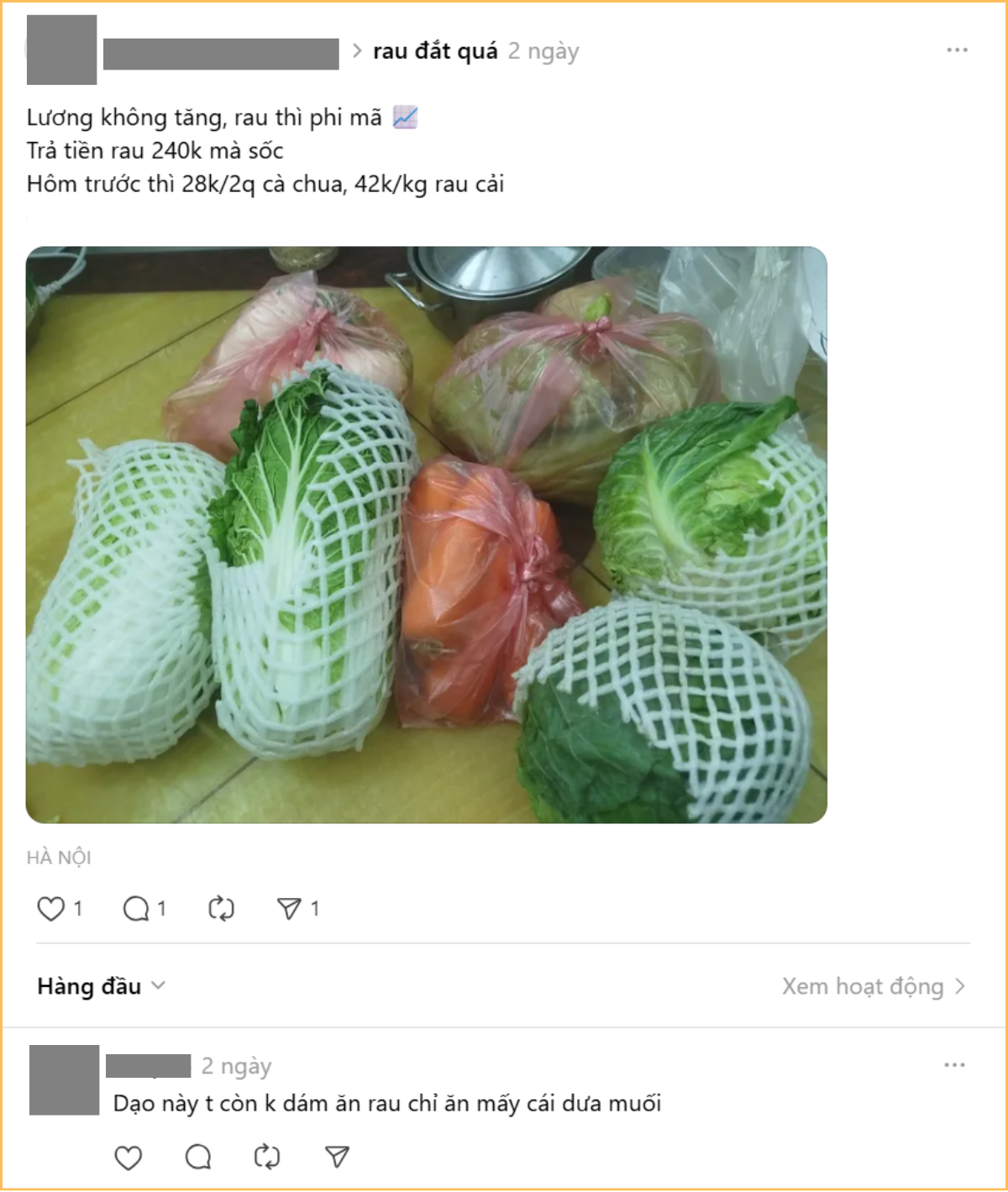 Giá rau tăng, lương thì không- Ảnh 1. Giá rau tăng, lương thì không- Ảnh 1.