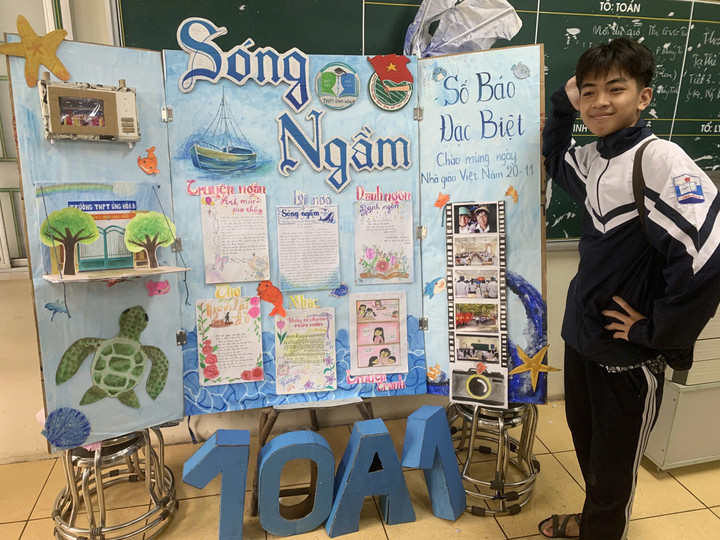 Loạt báo tường gây sốt dịp 20/11, học sinh khoe tài cực chất- Ảnh 7.