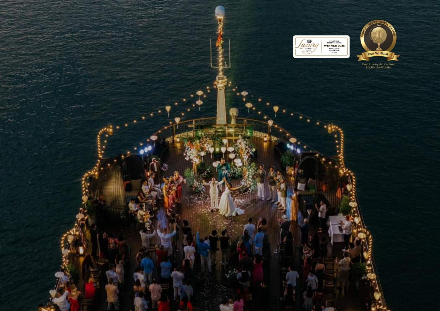 Trải nghiệm tiệc cưới tại nơi được quốc tế vinh danh là Du thuyền nghệ thuật sang trọng bậc nhất Đông Nam Á- Ảnh 2. Trải nghiệm tiệc cưới tại nơi được quốc tế vinh danh là Du thuyền nghệ thuật sang trọng bậc nhất Đông Nam Á- Ảnh 2.